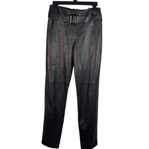 Isabel USA Women Genuine Black Leather/Fabric Pants Sz 6